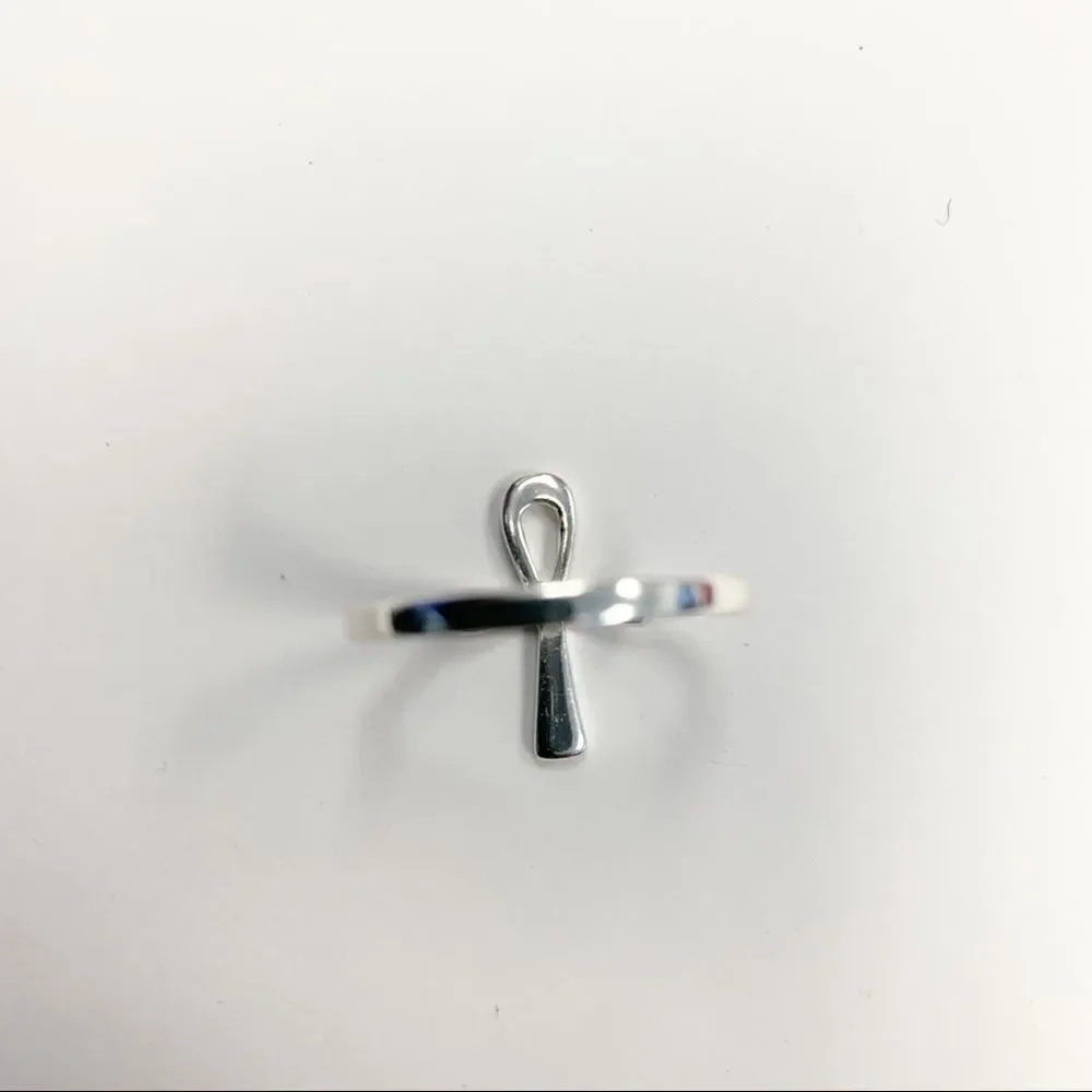 925 Sterling Silver Ankh Cross Ring - Picture 7 of 15